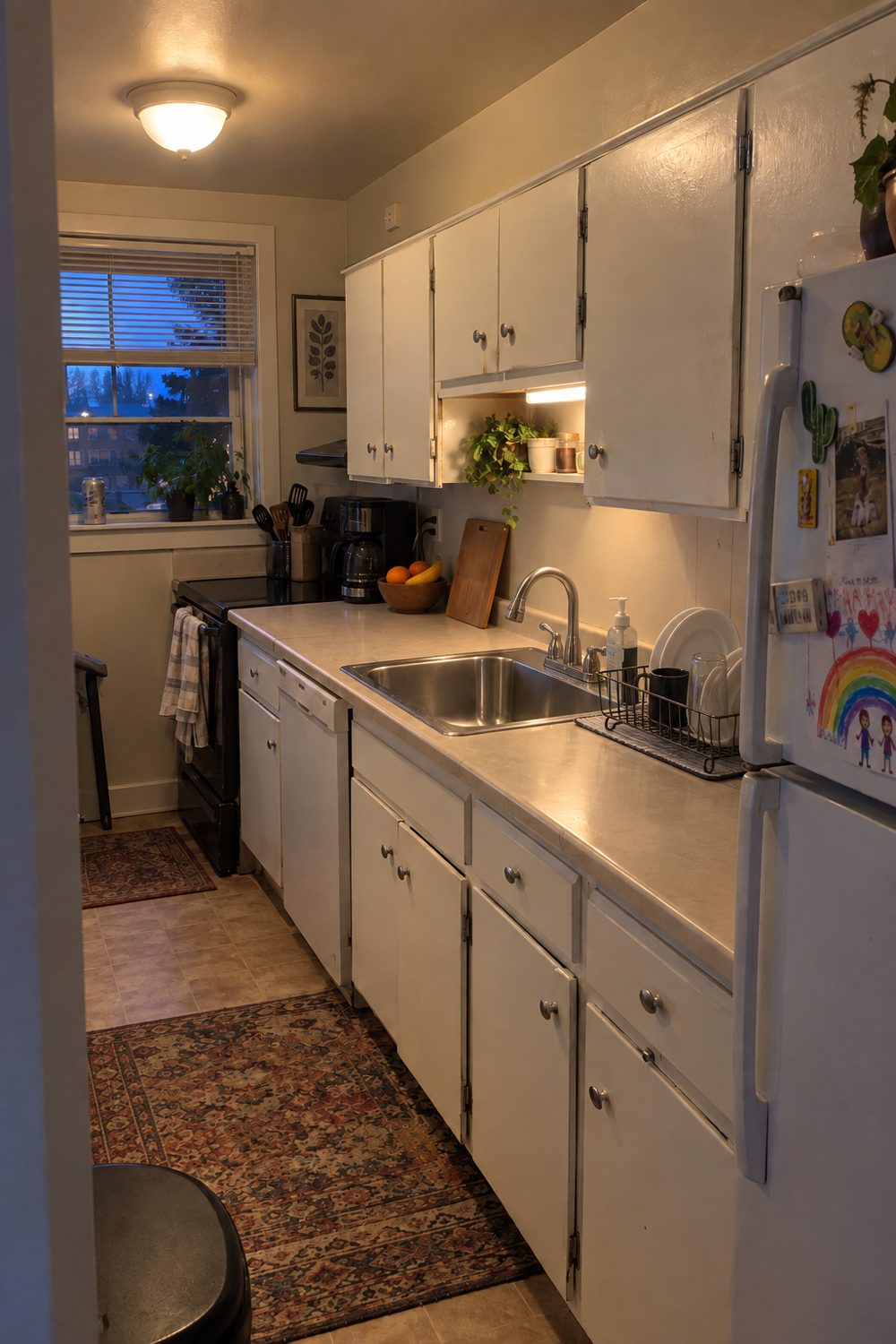The same kitchen, tidy enough, 25 minutes later